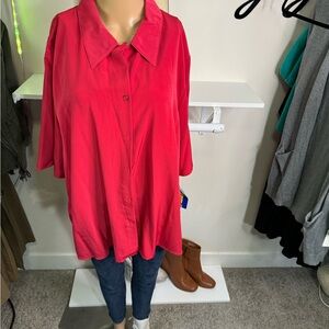 PTP 28 inches length 29 inches size 26 red short sleeve blouse new with tags
